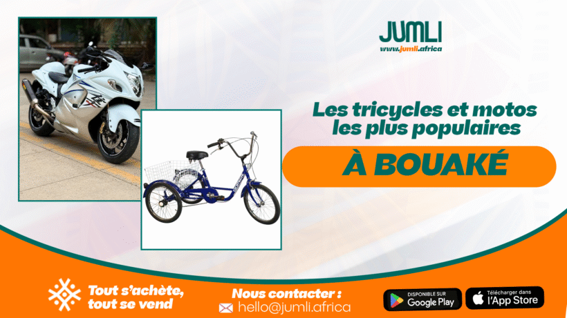 Les tricycles et motos les plus populaires à Bouaké